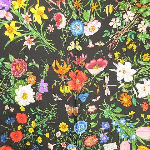 グッチ GUCCI シルク スカーフ フローラ フラワー 花柄 総柄 大判 86  
