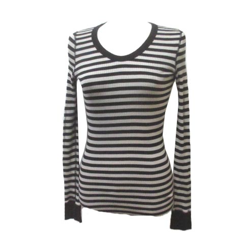 グリーン Green ボーダーカットソー リブ 長袖 黒 ブラック ベージュ コットン X レディース 053 ベクトルパーク