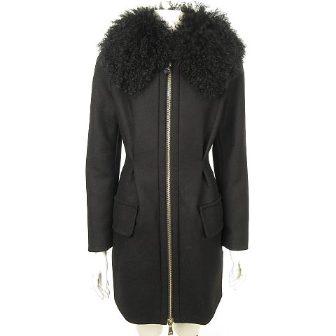 モンクレール Moncler Premiereプレミアライン Andromede ウール ダウンコート ノーカラー 2way ファー衿 ジップアップ 0 Xs相当 黒 ブラック Ibs80 レディース 053 ベクトルパーク