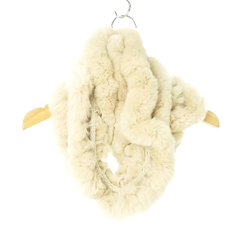 ファー ニット スヌード ネックウォーマー 編み込み かぶり マフラー リアルファー 毛皮 レッキスラビット ベージュ レディース 053 ベクトルパーク