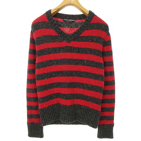 ドルチェ&ガッバーナ ドルガバ DOLCE&GABBANA ボーダー ニット Vネック 