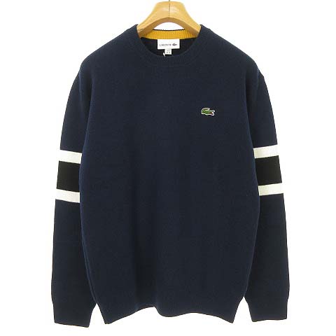 未使用品 ラコステ LACOSTE AH8544L スリーブボーダー クルーネック 