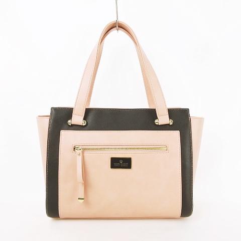 マリークワント Mary Quant バイカラーアクセント トート トートバッグ 台形バッグ ハンドバッグ メタルロゴプレート フェイクレザー ピンク ブラック 黒 レディース 053 ベクトルパーク