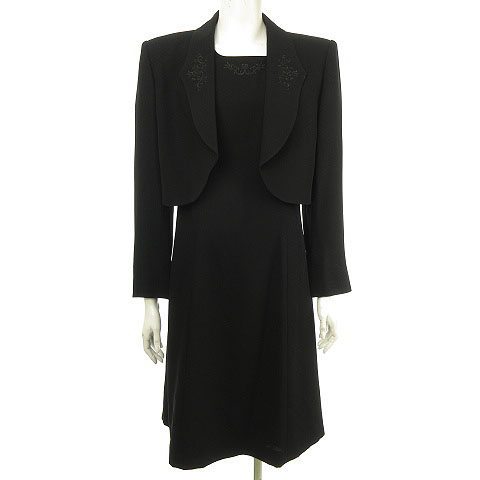 ジバンシィ Givenchy Hi Formal 東京ソワール セットアップ スーツ ワンピース ジャケット 刺繍 トリアセテート混 12号 Lサイズ相当 黒 ブラックフォーマル レディース 053 ベクトルパーク