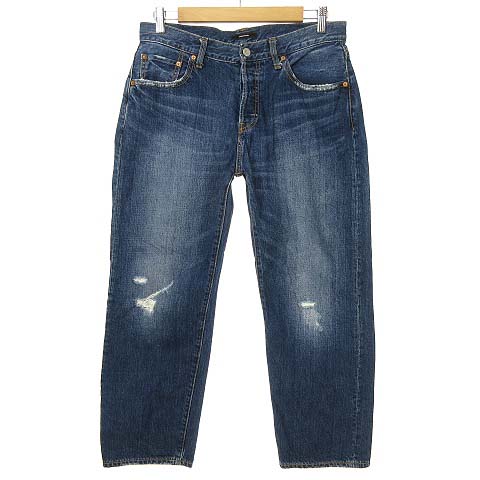 ジャーナルスタンダード Journal Standard 17 デニム パンツ ジーンズ ボトムス ダメージ加工 ワイド テーパード アンクル丈 40 インディゴ レディース 053 ベクトルパーク