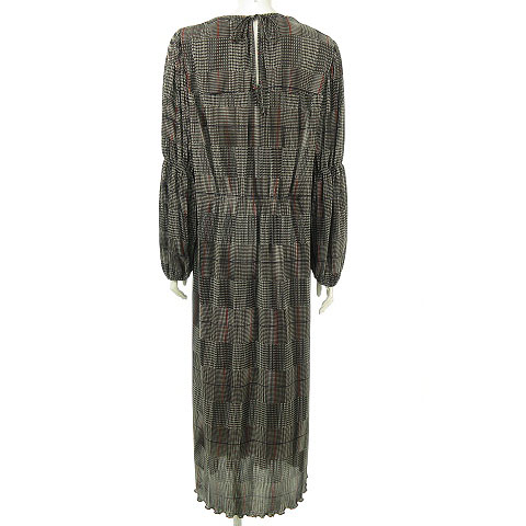 ザラ Zara ロングワンピース マキシ丈 プリーツ加工生地 グレンチェック ギャザー 黒 白 赤 青 L 大きいサイズ レディース 053 ベクトルパーク