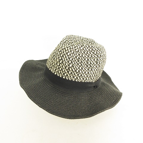 ベーシックエンティ Basiquenti 中折れハット ペーパーハット 帽子 サマーハット つば広 ワイドブリム バイカラー 柄 無地 ブラック ナチュラルカラー 黒 57 59cm メンズ レディース 053 ベクトルパーク