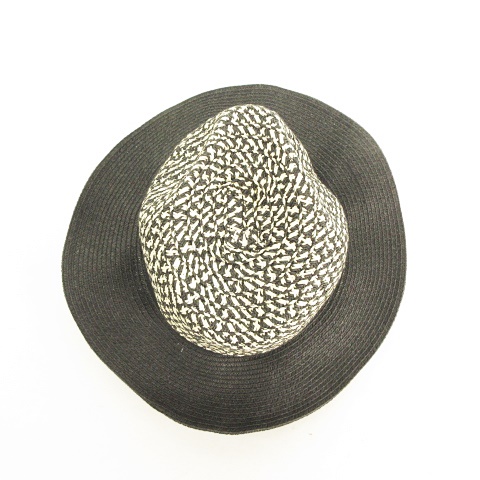 ベーシックエンティ Basiquenti 中折れハット ペーパーハット 帽子 サマーハット つば広 ワイドブリム バイカラー 柄 無地 ブラック ナチュラルカラー 黒 57 59cm メンズ レディース 053 ベクトルパーク