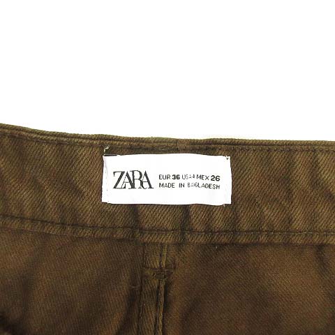 ザラ Zara カットオフ ワイド デニム パンツ ジーンズ ボトムス 36 ブラウン 茶 レディース 053 ベクトルパーク