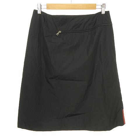 プラダスポーツ PRADA SPORT ナイロンスカート サイドジップ 黒  