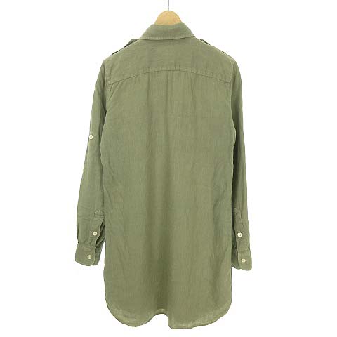 ラルフローレン ラグビー Ralph Lauren Rugby リネン ミリタリー シャツ ワンピース シャツワンピ プルオーバー Xs オリーブ レディース 053 ベクトルパーク