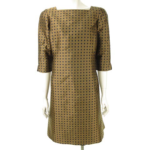 49アベニュー ジュンコシマダ 49av Junko Shimada ワンピース ドット ジャカード スクエアネック 7分袖 40 ブロンズ ネイビー Ecr レディース 053 ベクトルパーク