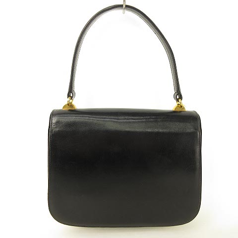 グッチ GUCCI ハンドバッグ GG金具 レザー オールド ヴィンテージ 黒 