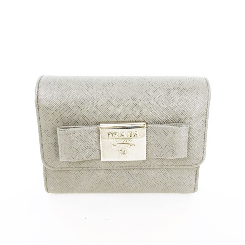 プラダ PRADA SAFFIANO FIOCCO MARMO リボン サフィアーノ 二つ折り 