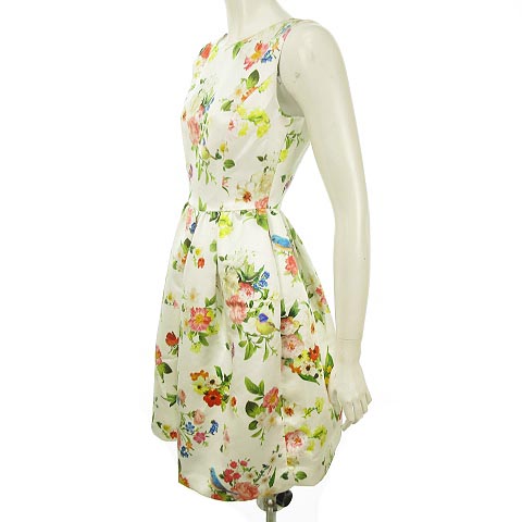 チェスティ Chesty ワンピース 花柄 プリント サテン ノースリーブ フィット フレア 白 ホワイト マルチカラー 0 9s504a Ibo1 レディース 053 ベクトルパーク