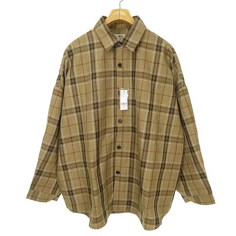 未使用品 ウィゴー Wego 2021 Tr チェック Big シャツ トップス オーバーサイズ 長袖 L ベージュ系 メンズ 053 902103160005 ベクトルパーク