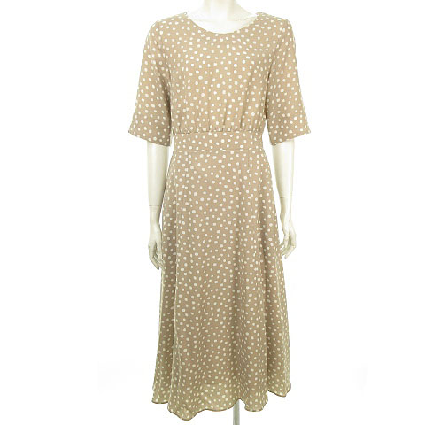 ロペピクニック Rope Picnic ロングワンピース ランダムドットプリント 6分袖 40サイズ ベージュ系 Gde C レディース 053 ベクトルパーク