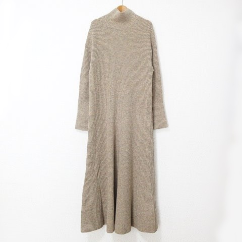 イエナ Iena 美品 18aw ニットワンピース 長袖 ロング丈 ハイネック ウール ベージュ M位 レディース 053 ベクトルパーク