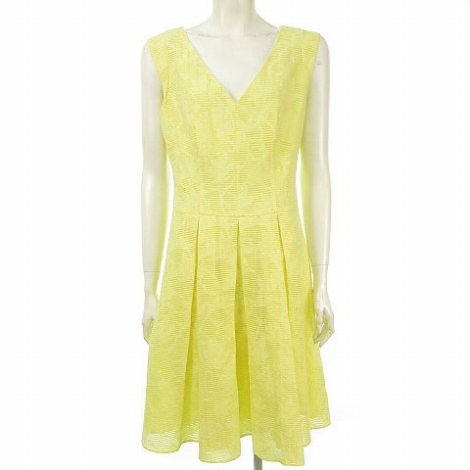 ヒューゴボス Hugo Boss ワンピース ノースリーブ ボーダー 花柄 オーガンジー ジャカード イエロー 黄 It42 Us6 Lサイズ相当 国内正規品 レディース 053 ベクトルパーク