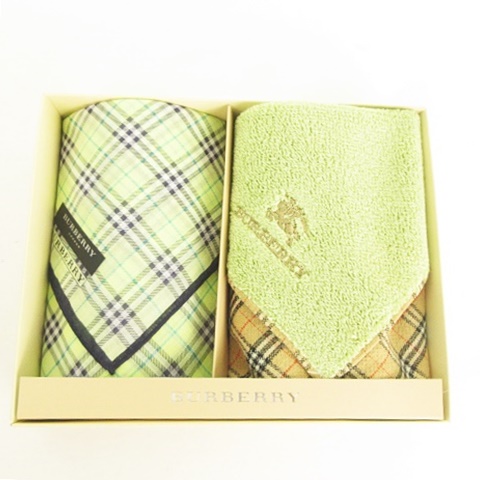 バーバリー ロンドン Burberry London ノバチェック ハンカチ タオルハンカチ 2枚セット ライトグリーン ネイビー ライトグリーン ベージュ ハンドタオル シールタグ付き ギフトボックス入り メンズ レディース 053 ベクトルパーク