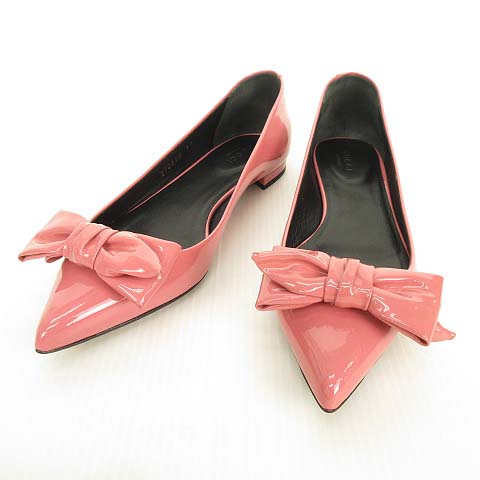グッチ GUCCI 370850 リボン パンプス フラットシューズ ポインテッド 