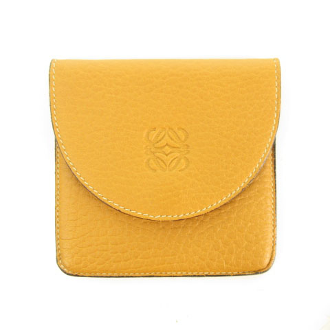ロエベ LOEWE アナグラム コインケース 小銭入れ 財布 レザー スクエア型 キャメル 美品 メンズ レディース