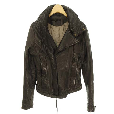 クリスチャン・ポー christian peau レザー ライダース ジャケット ブルゾン 中綿 36 ブラウン RRR レディース