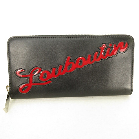 クリスチャンルブタン Christian Louboutin パネトーネ 長財布 ラウンドファスナー ロングウォレット カーフレザー パテントロゴ 黒 赤 ブラック レッド メンズ レディース 053 ベクトルパーク