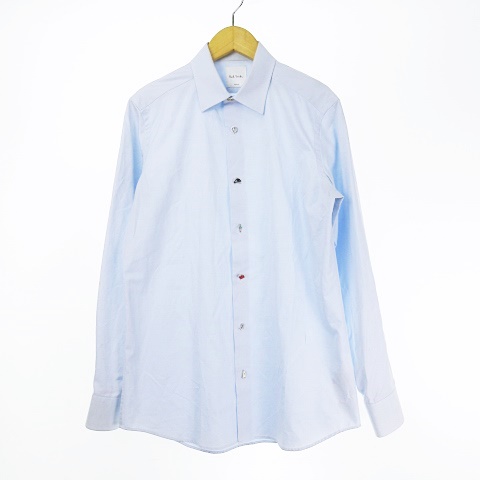 季節のおすすめ商品 チャームボタン Yシャツ ドレスシャツ 800p 2636 Shirts Dress Twill Button Charm Smith Paul ポールスミス ピースマーク メンズ Ibo18 国内正規品 日本製 水色 ライトブルー M コンバーチブルカフス 2way 袖裏マルチストライプ オバケ ゴースト