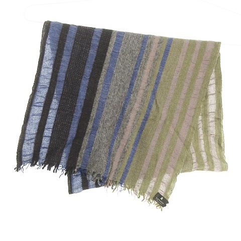 ランバン Lanvin Collection ストール ショール 透け感 起毛 マルチストライプ 縦縞 織り柄 総柄 マフラー フリンジ グレー ブラック 黒 ブルー 青 レディース 053 ベクトルパーク