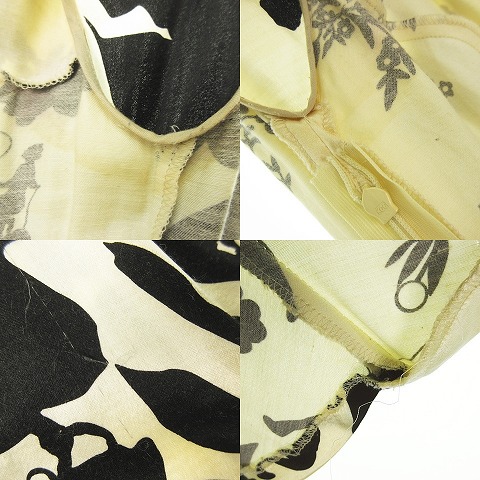 開店記念セール ワンピース Chic And Cheap Moschino モスキーノチープアンドシック シルク レディース 黒 ブラック アイボリー クリーム色 S ノースリーブ 総柄 女性 子供 ブランコ 花柄 ビジュー グログランリボン ワンピース Www Ntfw Org