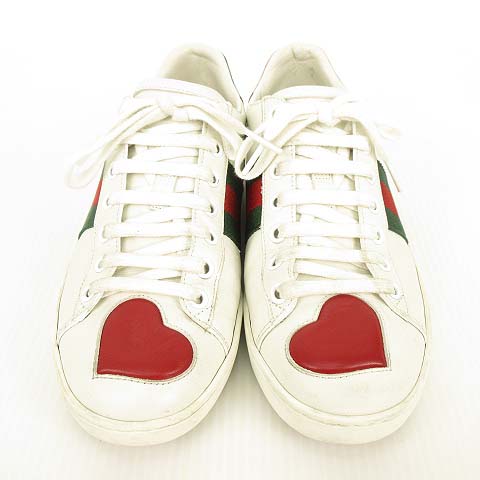 グッチ Gucci エース エンブロイダリー ハート シェリーライン ローカット スニーカー 36 ホワイト Ibo レディース 053 ベクトルパーク