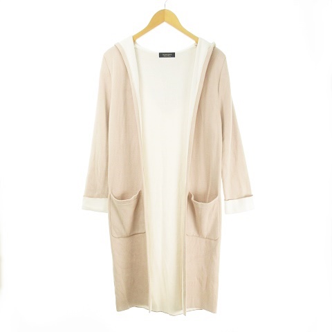 ジャスグリッティー Jusglitty フード付きコーディガン ロングカーディガン パーカー フーディー ニット セーター 2 バイカラー ピンクベージュ オフホワイト 19年 レディース 053 ベクトルパーク