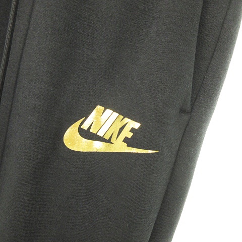 ナイキ Nike ラリーメタルレギュラーパンツ Standard Dry スウェット ロングパンツ ロゴマークプリント ブラック ゴールドカラー 黒 L タグ付き 国内正規品 レディース 053 ベクトルパーク