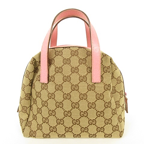 グッチ GUCCI 124542 GGキャンバス レザー ハンドバッグ ベージュ 茶  
