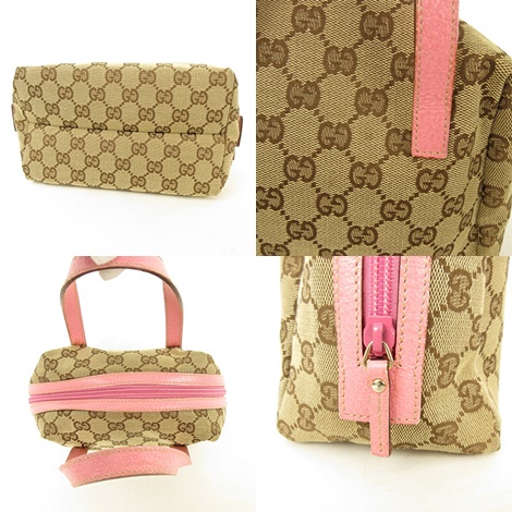 グッチ GUCCI 124542 GGキャンバス レザー ハンドバッグ ベージュ 茶  