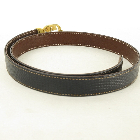 グッチ GUCCI ヴィンテージ GGロゴバックル ナローベルト レザー 紺  