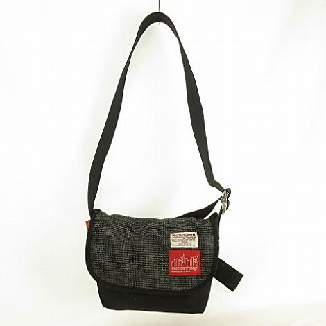マンハッタンポーテージ Manhattan Portage ハリスツイード ショルダーバッグ ミニ メッセンジャー ツイード コーデュラナイロン 黒 チャコールグレー メンズ レディース 053 ベクトルパーク