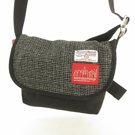マンハッタンポーテージ Manhattan Portage ハリスツイード ショルダーバッグ ミニ メッセンジャー ツイード コーデュラナイロン 黒 チャコールグレー メンズ レディース 053 ベクトルパーク