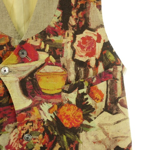 ポールスミス PAUL SMITH 花柄 リネン ジレ ベスト シンチバック
