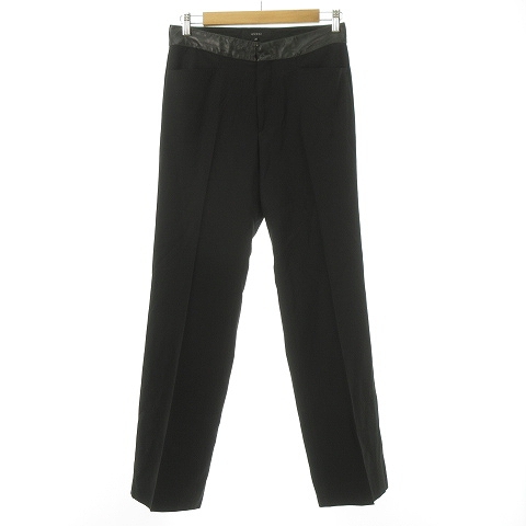 グッチ GUCCI トムフォード期 レザー切り替え スラックス パンツ 40 黒  