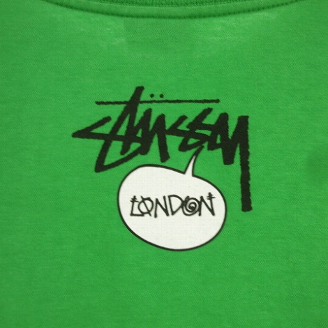 【極美品】STUSSY 半袖Tシャツ グリーン　ピチT 平成ギャル　y2k S 極美品】STUSSY 半袖Tシャツ グリーン ピチT 平成ギャル y2k S
