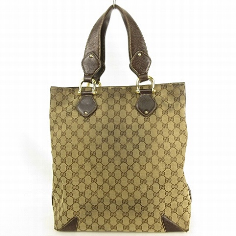 グッチ GUCCI トートバッグ ハンドバッグ 154372 GGキャンバス レザー 