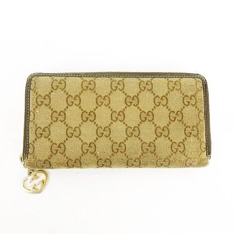 GUCCI GGキャンバス ラウンドファスナー長財布 308005 ブラウン