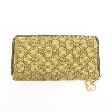 グッチ GUCCI GGキャンバス × ハートモチーフ金具 ラウンドファスナー
