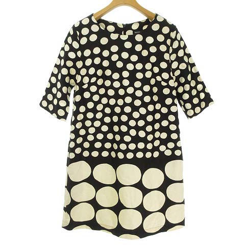 マリメッコ marimekko 水玉 ドット柄 ワンピース 膝丈 コットン 五分袖 