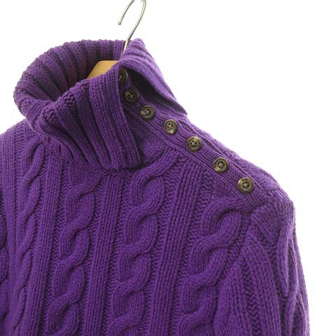 POLO RALPH LAUREN - ラルフローレン　カシミヤ混　ケーブル　カーディガン　L パープル ラルフローレンカシミヤ混ケーブルカーディガンL パープル