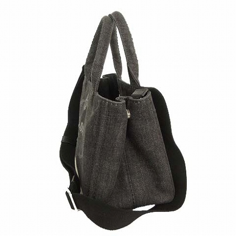 PRADA 超美品プラダ カナパ2WAYショルダー ハンドバッグ ブラック