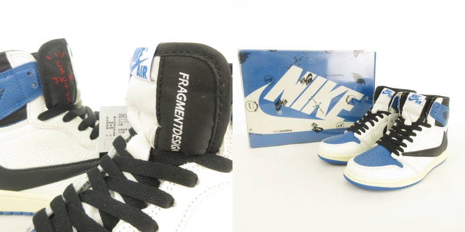 美品 Air Jordan1 Fragment Travis Scott 黒タグ トラヴィススコットxフラグメントxAJ1には別仕様のモデルも存在
