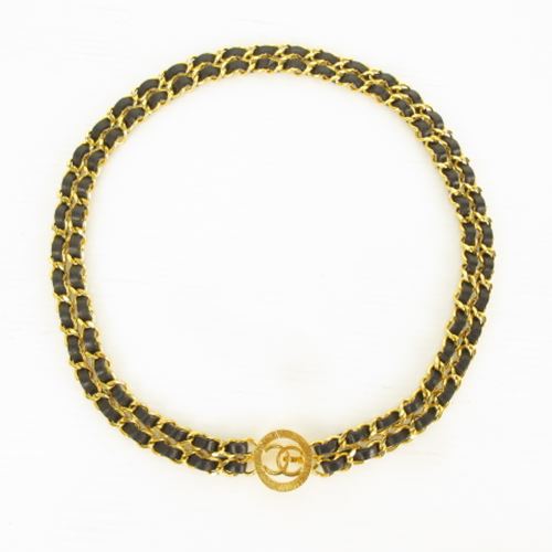 シャネル CHANEL 美品 チェーンベルト ヴィンテージ ココマーク レザー 